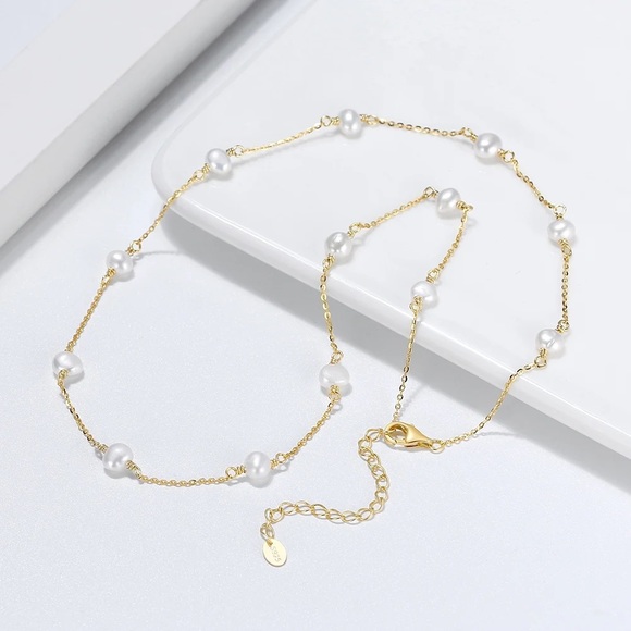 Yasmeen Jewellery Jewelry - New: 14K Gold Vermeil Dainty Freshwater Pearls Necklace
